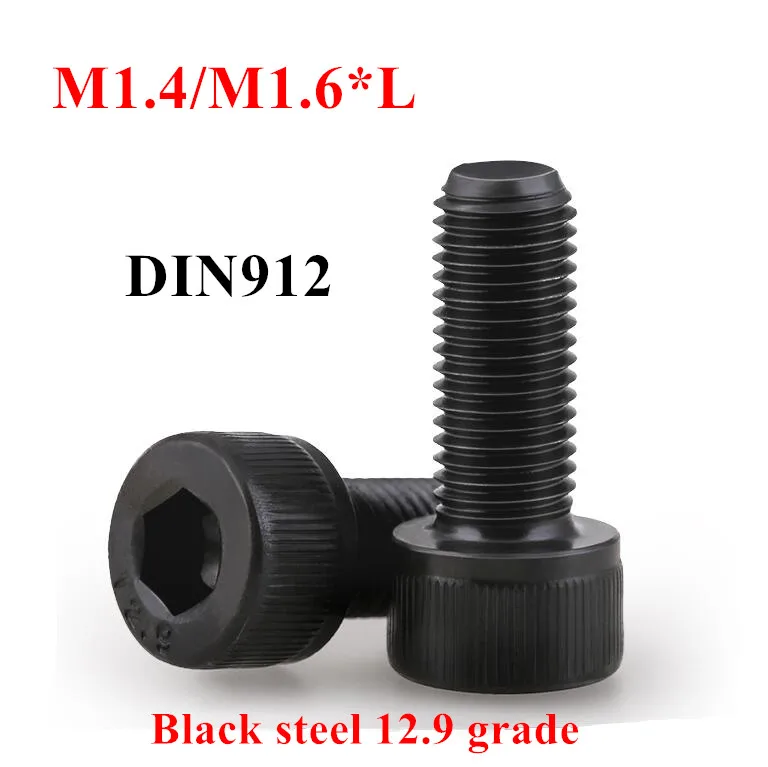 100pcs DIN912 M1.4 M1.6 Black grade 12.9 Alloy Steel Hexagon Socket Hex Head Cap Screw Screws Cylinder Allen Bolts
100pcs DIN912 M1.4 M1.6 Black grade 12.9 Alloy Steel Hexagon Socket Hex Head Cap Screw Screws Cylinder Allen Bolts
