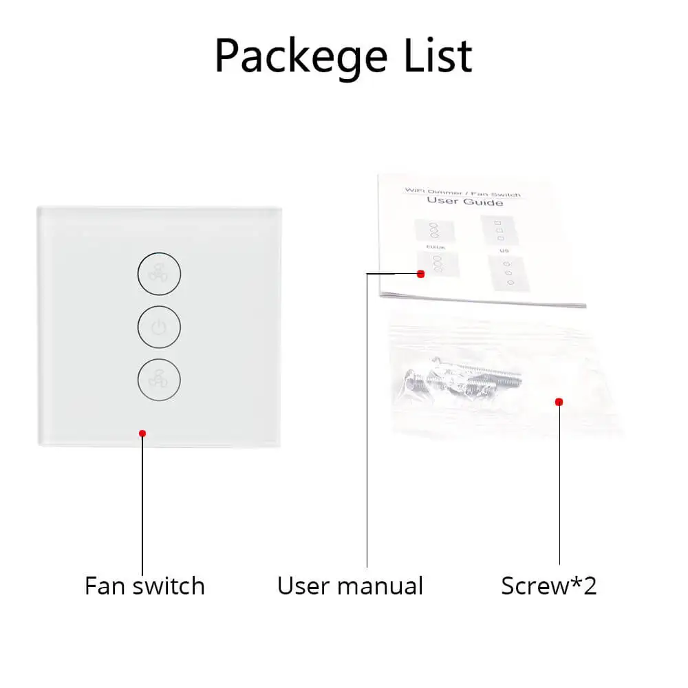 EACHEN Wifi Ceiling Fan Switch-Smart Fan Speed Control-EU(Tuya/SmartLife)