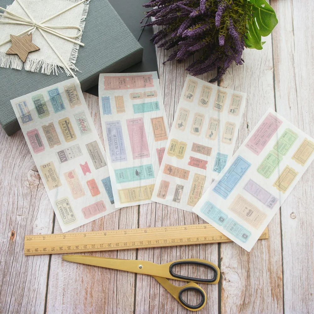 4 Sheet Old Ticket Design Paper Sticker Design Gift Decoration Scrapbooking DIY Sticker
4 Sheet Old Ticket Design Paper Sticker Design Gift Decoration Scrapbooking DIY Sticker