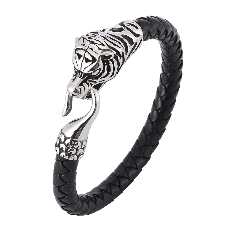 Zodiac Bracelets Men Women Leather Bracelets Jewelry Stainless Steel Tiger Head Charms Bangles Fashion Wristband BB0388
Zodiac Bracelets Men Women Leather Bracelets Jewelry Stainless Steel Tiger Head Charms Bangles Fashion Wristband BB0388
