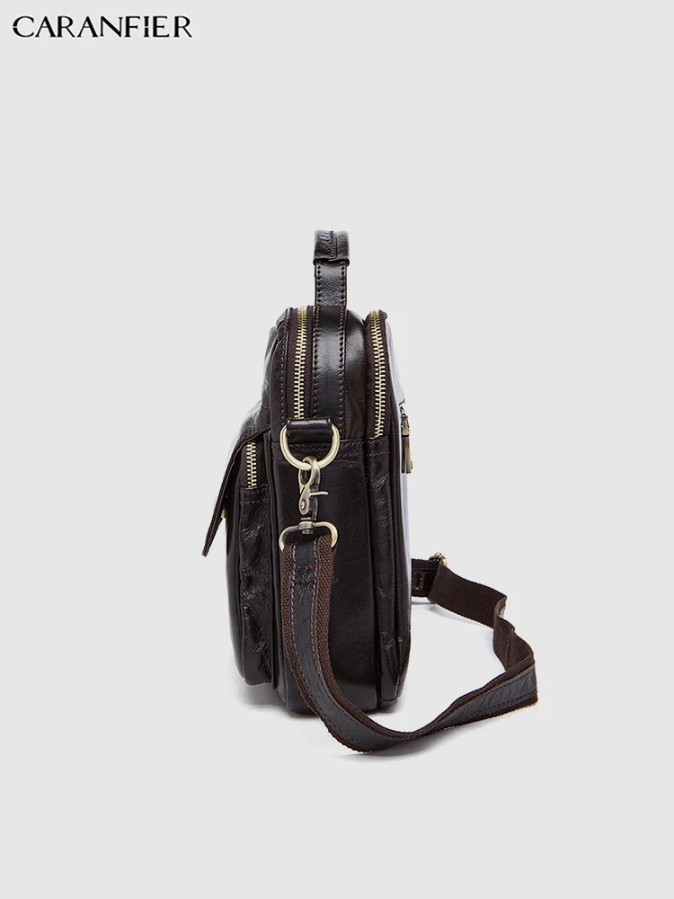 CARANFIER Mens Large Travel Bags Shoulder Messenger Genuine Cowhide Leather Handbags Solid Vintage Crossbody School | Багаж и сумки
