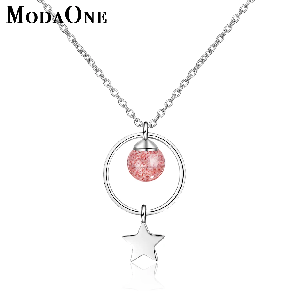 ModaOne Natural Strawberry Crystal Necklace Tassel Circle Star Pendant Necklace For Women Gift 925 Sterling Silver Jewelry DZ389
ModaOne Natural Strawberry Crystal Necklace Tassel Circle Star Pendant Necklace For Women Gift 925 Sterling Silver Jewelry DZ389