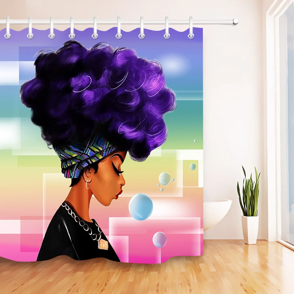 LB Waterproof Afro Girl Bathroom Shower Curtain African American Woman Purple Hair Watercolor Print Mildew Resistant For Decor
LB Waterproof Afro Girl Bathroom Shower Curtain African American Woman Purple Hair Watercolor Print Mildew Resistant For Decor