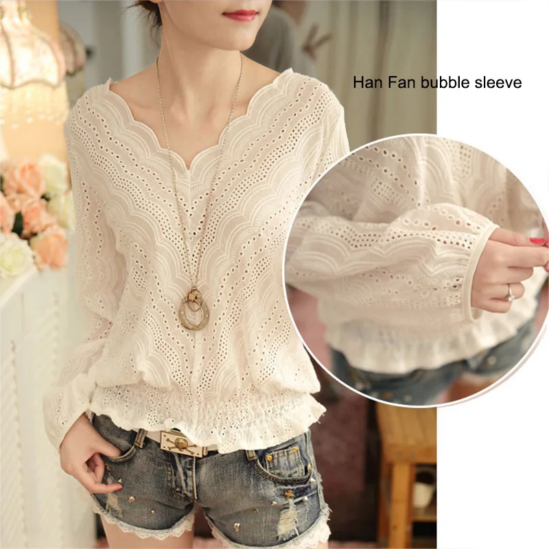 Fashion Women V-Neck Full Sleeve Sexy Hollow Out Lace Blouse Casual Solid Blouses Shirt Tops New
Fashion Women V-Neck Full Sleeve Sexy Hollow Out Lace Blouse Casual Solid Blouses Shirt Tops New
