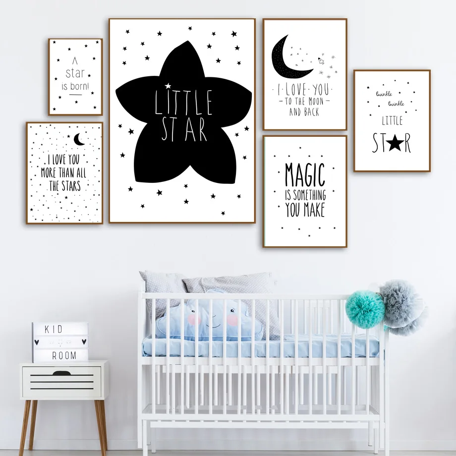 Cartoon Star Moon Magic Quotes Wall Art Canvas Painting Nordic Posters And Prints Black White Wall Pictures Baby Kids Room Decor
Cartoon Star Moon Magic Quotes Wall Art Canvas Painting Nordic Posters And Prints Black White Wall Pictures Baby Kids Room Decor
