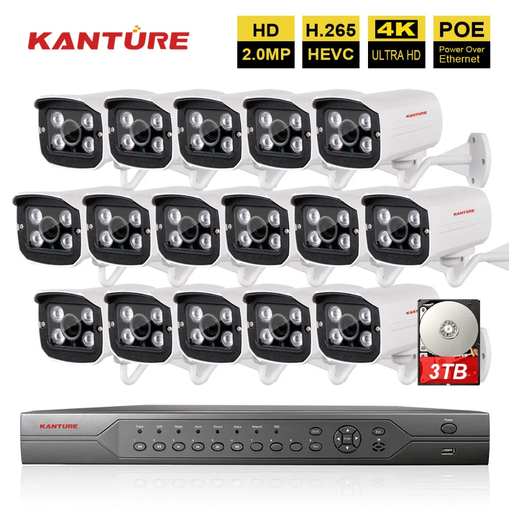 H.265 16CH 4K 5MP POE система NVR 16 шт. 2MP 1920*1080P Безопасность Открытый Водонепроницаемый