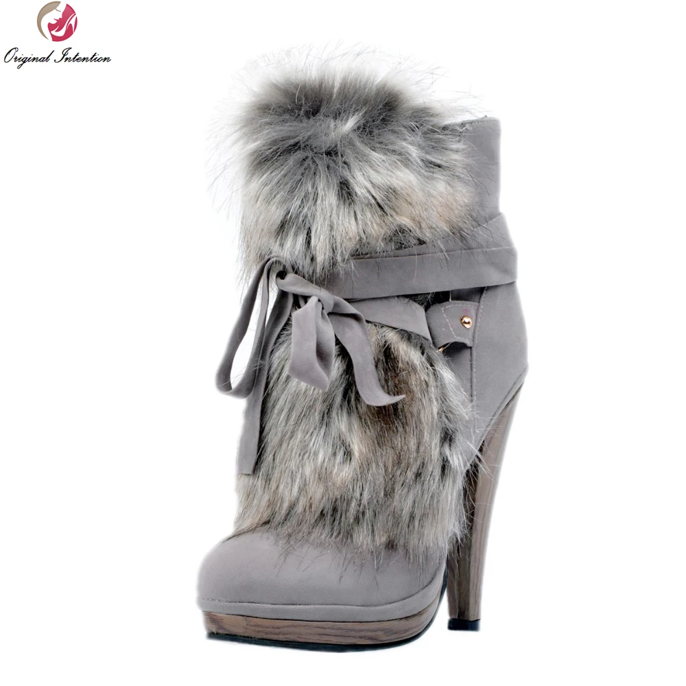 Original Intention New Design Women Ankle Boots Platform Round Toe Spike Heels High-quality Grey Shoes Woman Plus US Size 4-15
Original Intention New Design Women Ankle Boots Platform Round Toe Spike Heels High-quality Grey Shoes Woman Plus US Size 4-15