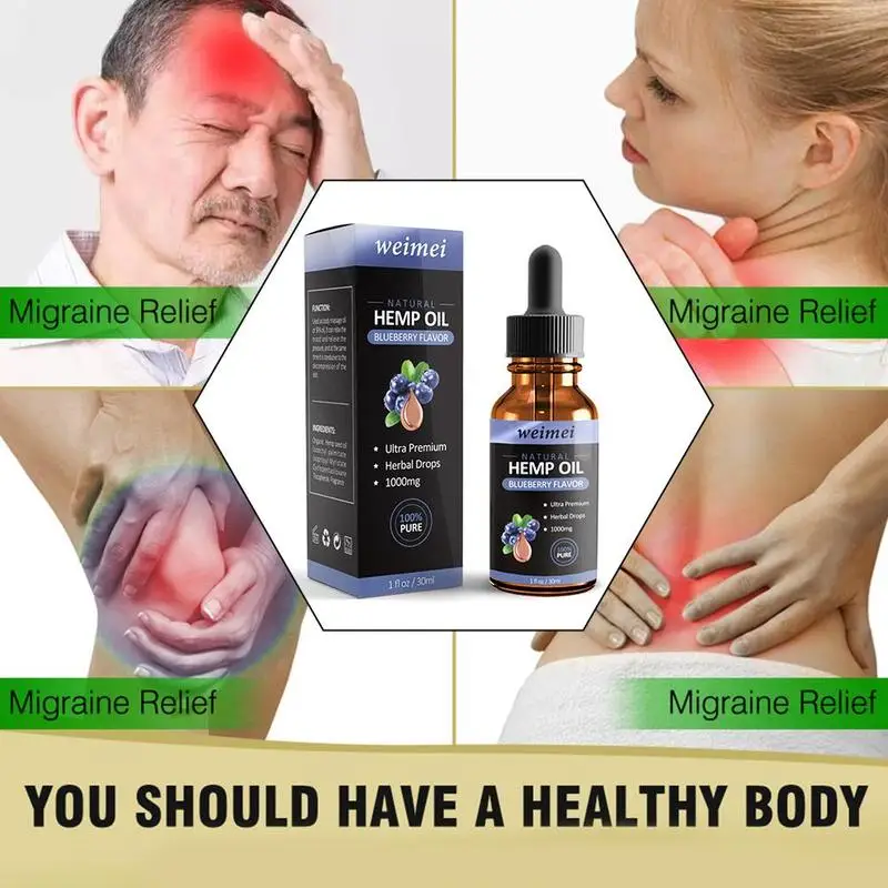 

1Pc Blueberry Flavor Hemp Oil 1000mg Bio-active Hemp Seeds Oil Extract Drop for Pain Relief Reduce Anxiety Better Sleep Essence