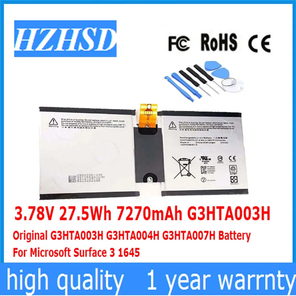 3.78V 27.5Wh/7270mAh G3HTA003H Original G3HTA003H G3HTA004H G3HTA007H Battery For Microsoft Surface 3 1645
3.78V 27.5Wh/7270mAh G3HTA003H Original G3HTA003H G3HTA004H G3HTA007H Battery For Microsoft Surface 3 1645