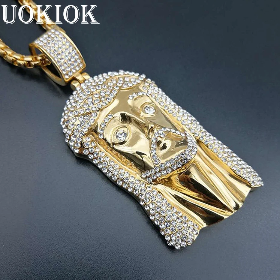 Hip Hop Men Gold Color Full Rhinestone Big Jesus Head Necklace Pendant Stainless Steel Iced Out Pendant & Chain Hiphop Jewelry
Hip Hop Men Gold Color Full Rhinestone Big Jesus Head Necklace Pendant Stainless Steel Iced Out Pendant & Chain Hiphop Jewelry