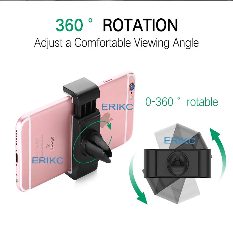 ERIKC Mobile Phone Holder Stand 360 Rotation Pink Gold Black Car Air Vent Mount Holder Stand For IPhone Samsung HTC Huawei
ERIKC Mobile Phone Holder Stand 360 Rotation Pink Gold Black Car Air Vent Mount Holder Stand For IPhone Samsung HTC Huawei