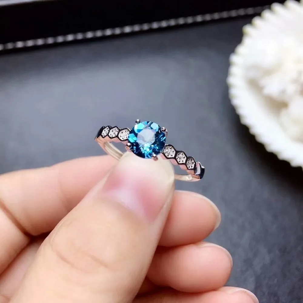 

shilovem 925 silver sterling ring real natural topaz open ring trendy fine Jewelry anniversary new wholesale 6*6mm mj060680agb