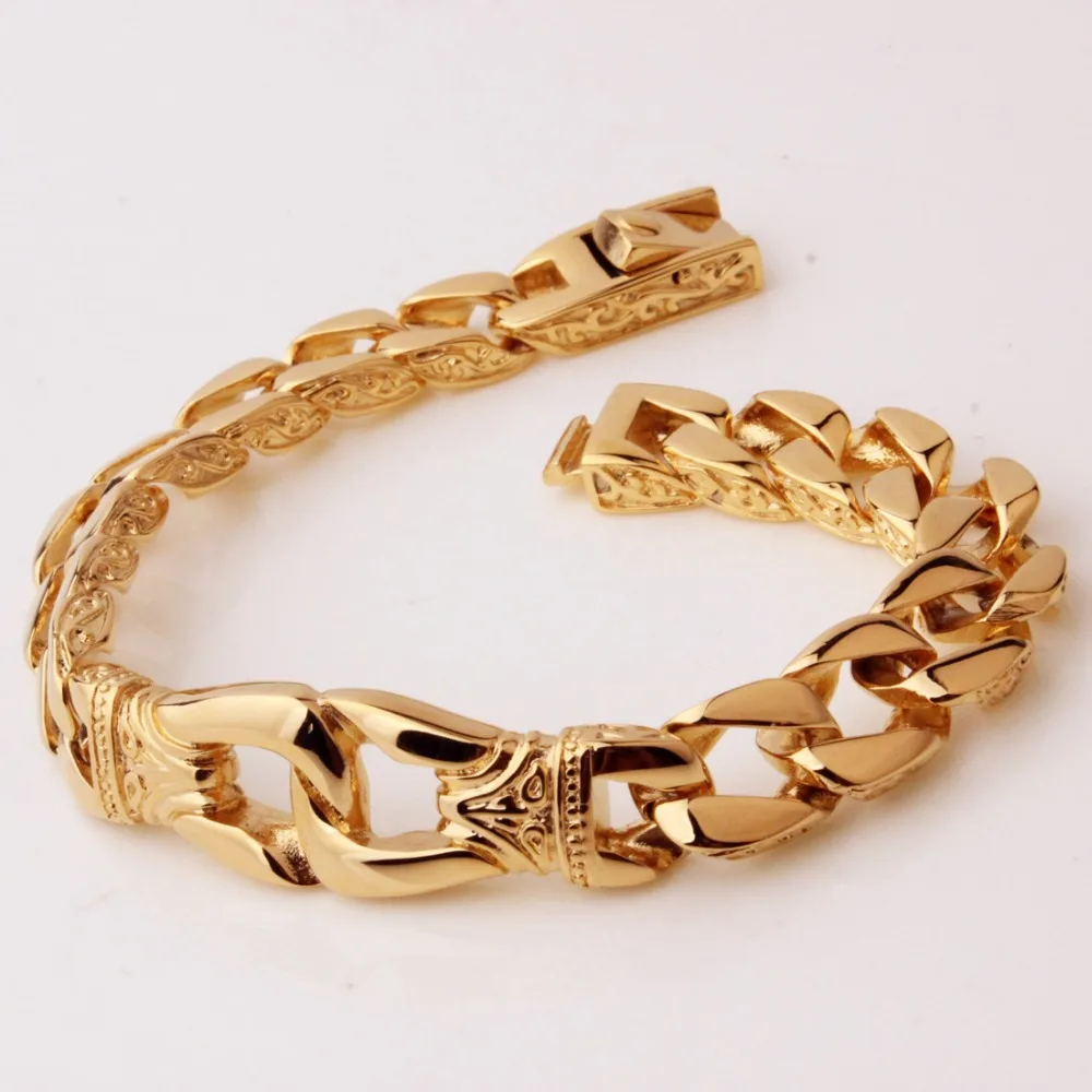 Fashion 316L Stainless Steel Gold Tone Bangle Bracelets Mens Unisex Curved Black Curb Chains Cuban Link Biker Jewelry 8.66"*12mm
Fashion 316L Stainless Steel Gold Tone Bangle Bracelets Mens Unisex Curved Black Curb Chains Cuban Link Biker Jewelry 8.66"*12mm