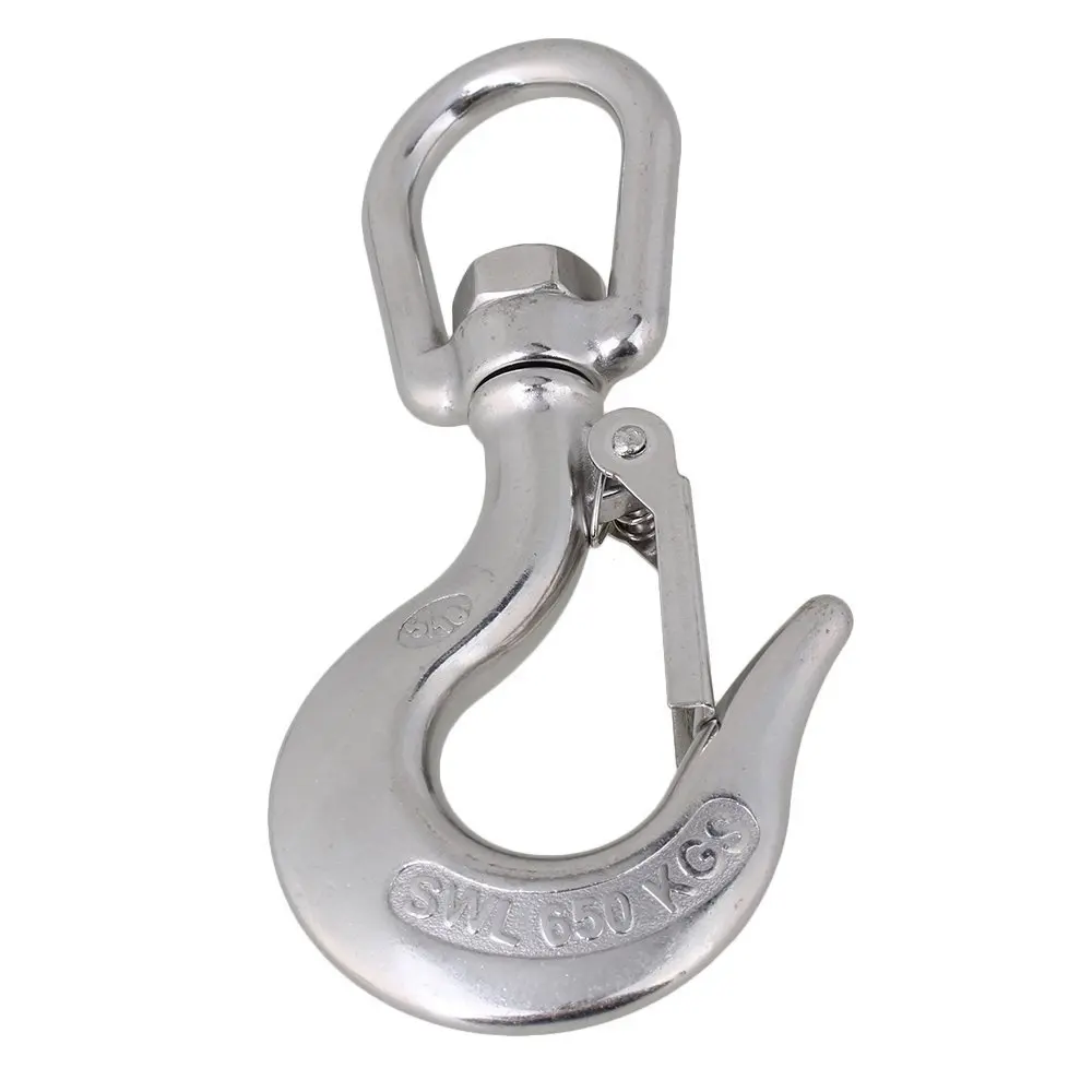 Silver 304 Stainless Steel American Type Trigger Round Swivel-Eye Lifting Snap Tone Hook with 650KG Working Load Limit
Silver 304 Stainless Steel American Type Trigger Round Swivel-Eye Lifting Snap Tone Hook with 650KG Working Load Limit