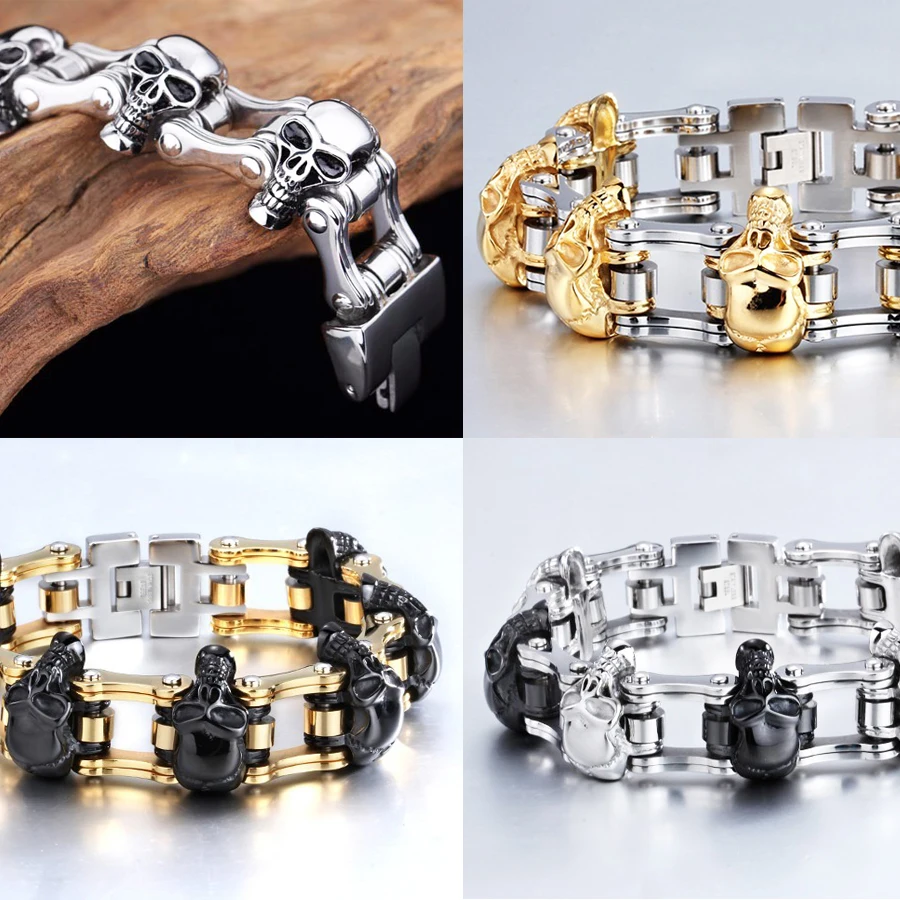 creative shapes New gold filled bracelet men's luxury best friends skull biker jewelry friendship bracelets for men
creative shapes New gold filled bracelet men's luxury best friends skull biker jewelry friendship bracelets for men