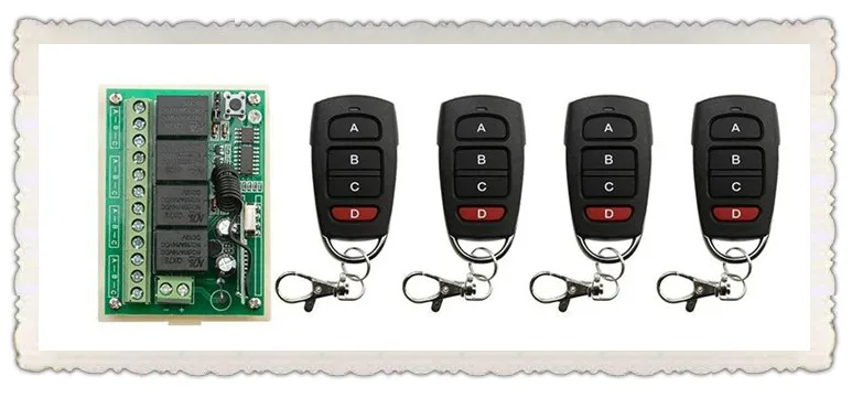 JRLJEKEENew RF Wireless Remote Controller Relay Switch System teleswitch DC12V 4CH 1pcs Receiver& 4pcs Transmitter Toggle Moment
JRLJEKEENew RF Wireless Remote Controller Relay Switch System teleswitch DC12V 4CH 1pcs Receiver& 4pcs Transmitter Toggle Moment