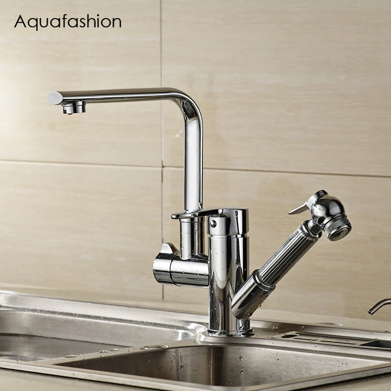 Double Spout Kitchen Faucet Pull Out Sink Faucet 360 Degree Rotatable Solid Brass Taps
Double Spout Kitchen Faucet Pull Out Sink Faucet 360 Degree Rotatable Solid Brass Taps