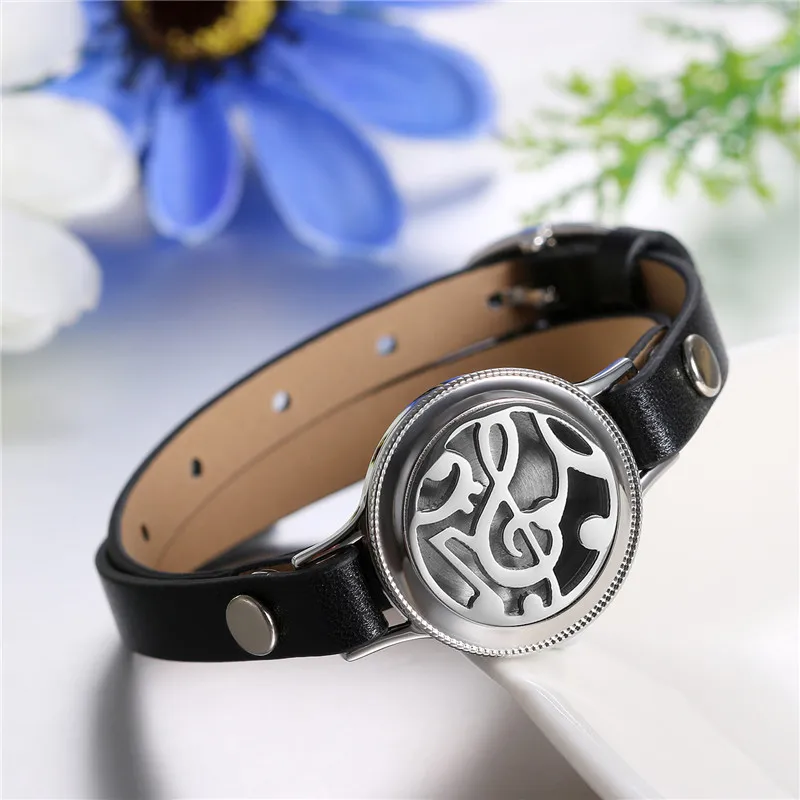 Boniskiss 2020 leather wrap bracelet 25mm Stainless Steel Essential Oil Diffuser Life Tree Locket Aromatherapy( 8 pads For Free) | Украшения