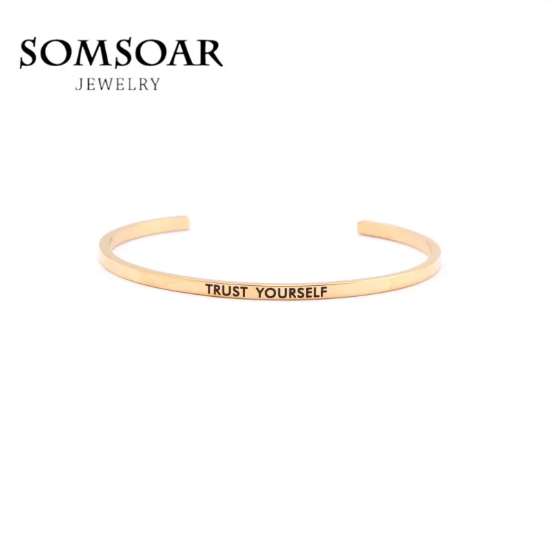 Somsoar Jewelry Key Moments Stamped "TRUST YOURSELF" Personalization Customization Evgraved Mantra Bracelet & Bangle 10pcs/lot
Somsoar Jewelry Key Moments Stamped "TRUST YOURSELF" Personalization Customization Evgraved Mantra Bracelet & Bangle 10pcs/lot