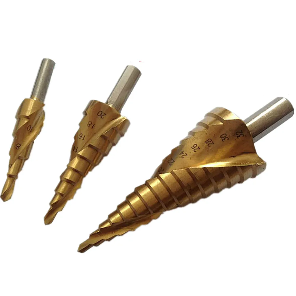 3pcs Triangle Shank Hss Spiral Grooved Step Drill Bit Set 4-12mm 4-20mm 4-32mm High Speed Steel Step Cone Drill Bits Hole Cutter
3pcs Triangle Shank Hss Spiral Grooved Step Drill Bit Set 4-12mm 4-20mm 4-32mm High Speed Steel Step Cone Drill Bits Hole Cutter