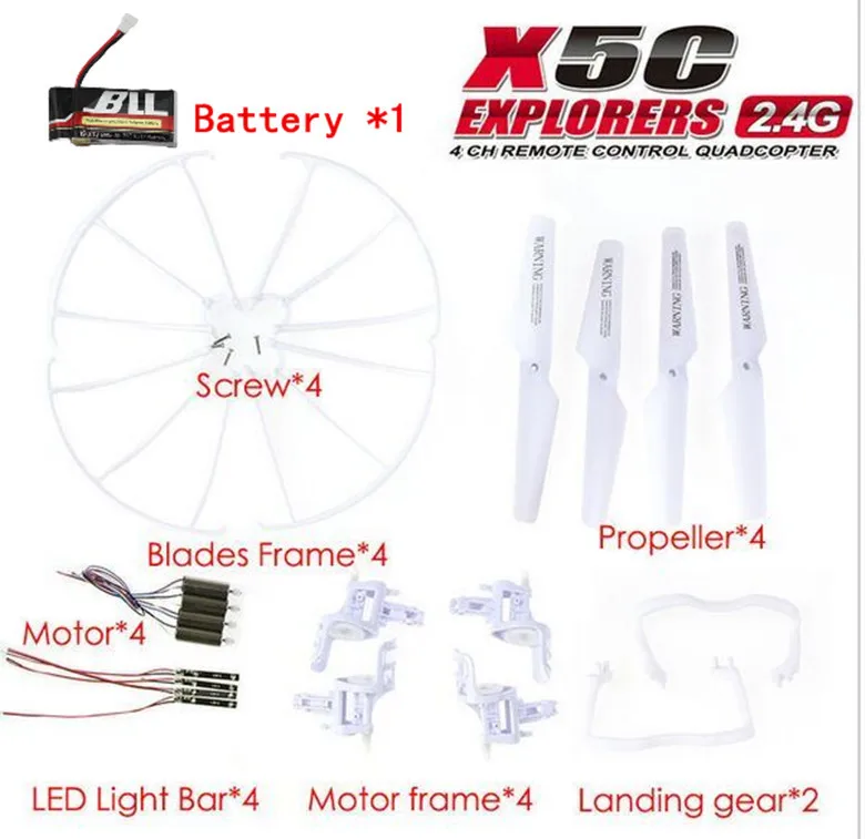 Полный комплект запасных частей для радиоуправляемого дрона Syma X5C X5 с батареей 600 мАч, рамкой лезвия, пропеллерами, посадочным шасси, мотором
Полный комплект запасных частей для радиоуправляемого дрона Syma X5C X5 с батареей 600 мАч, рамкой лезвия, пропеллерами, посадочным шасси, мотором