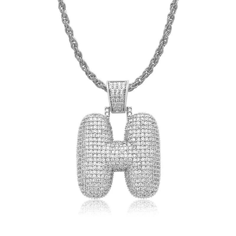 OMYFUN Factory Price Bubble Letter H Pendant UK US Fashion Hip Hop Bling Rope Chain 3mm Accessory Zirconia Paved Men Jewelry
OMYFUN Factory Price Bubble Letter H Pendant UK US Fashion Hip Hop Bling Rope Chain 3mm Accessory Zirconia Paved Men Jewelry