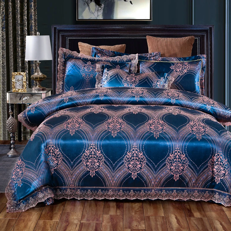 Satin Lace edge Duvet cover set Bedding 1pc Quilt Cover 1pc Bed sheet 2Pcs pillow shams European Luxury Queen King Size 4Pieces
Satin Lace edge Duvet cover set Bedding 1pc Quilt Cover 1pc Bed sheet 2Pcs pillow shams European Luxury Queen King Size 4Pieces