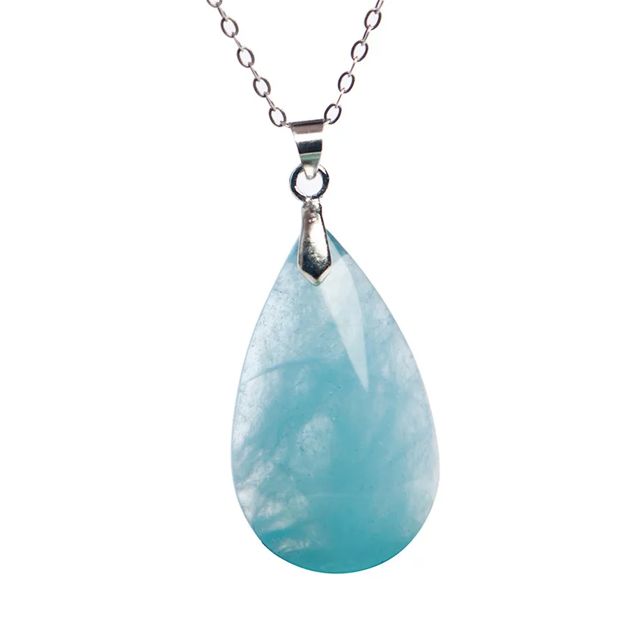 Genuine Natural Ocean Blue Stone Necklace Waterdrop Shape Crystal Beads Lady Charm Pendant
Genuine Natural Ocean Blue Stone Necklace Waterdrop Shape Crystal Beads Lady Charm Pendant