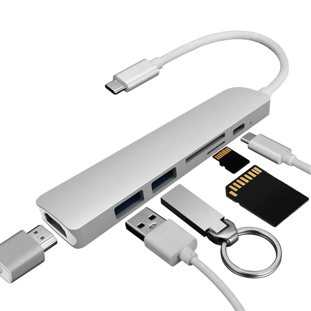 Док-станция типа c 6-в-1, док-станция типа c для 4K HD HDMI передачи USB3.0, адаптер, совместимый с компьютером
Док-станция типа c 6-в-1, док-станция типа c для 4K HD HDMI передачи USB3.0, адаптер, совместимый с компьютером