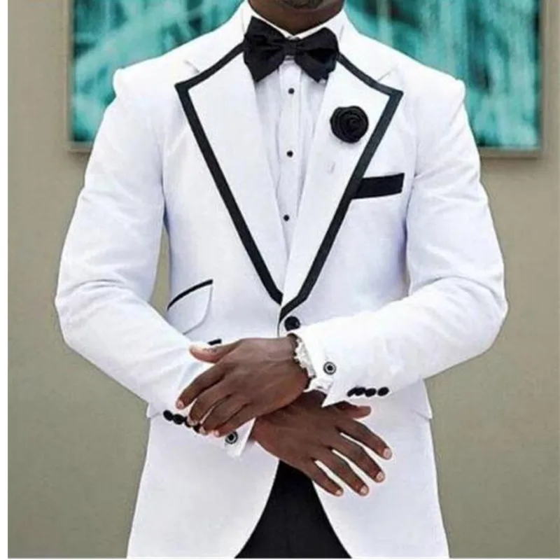 mens classic suits costume mariage homme White Groom Tuxedos Shawl Lapel with Black Pants 2 Piece Wedding Men Suits
mens classic suits costume mariage homme White Groom Tuxedos Shawl Lapel with Black Pants 2 Piece Wedding Men Suits