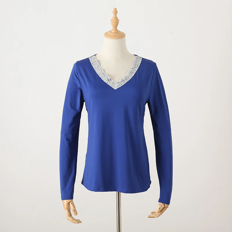 2021 New Women Tshrts Sexy V Neck Sequins Spring Autumn Long Sleeve Casual Loose Tops Plus Size 5XL Vintage Clothes SJ1709V
2021 New Women Tshrts Sexy V Neck Sequins Spring Autumn Long Sleeve Casual Loose Tops Plus Size 5XL Vintage Clothes SJ1709V