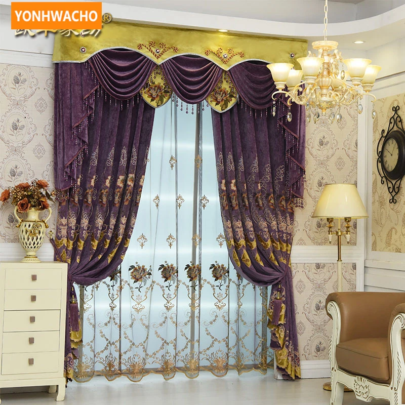 Custom curtains High-grade luxury France embroidery thick chenille purple cloth blackout curtain tulle valance drape N761
Custom curtains High-grade luxury France embroidery thick chenille purple cloth blackout curtain tulle valance drape N761