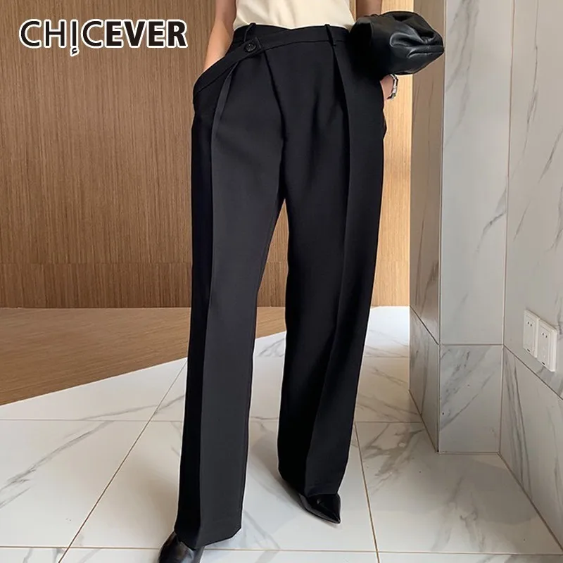 CHICEVER Summer Elegant Solid Women Pant High Waist Irregular Button Fly Pockets Pleated Slim Regular Female Straight Pants 2020
CHICEVER Summer Elegant Solid Women Pant High Waist Irregular Button Fly Pockets Pleated Slim Regular Female Straight Pants 2020