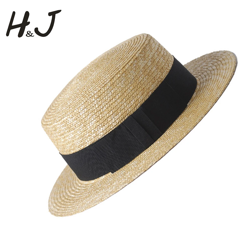 Женская соломенная шляпа от солнца плоская с широкими полями пляжная 2019|Женские