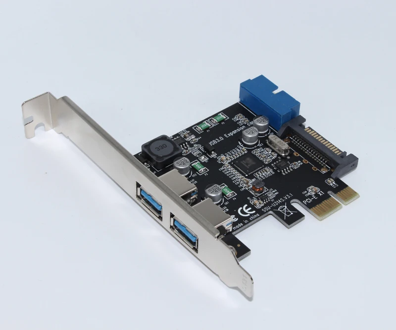 Внешний 2 порта USB 3,0 + внутренний 19-контактный разъем PCI-Express x1 контроллер карты
Внешний 2 порта USB 3,0 + внутренний 19-контактный разъем PCI-Express x1 контроллер карты