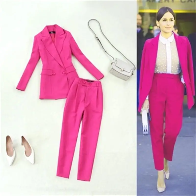 Fashion suit suit female large size women summer ew rose red waist double-breasted suit + high waist feet pants two-piece suit
Fashion suit suit female large size women summer ew rose red waist double-breasted suit + high waist feet pants two-piece suit