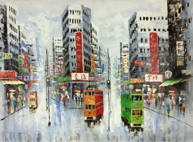 Hand Painted Canvas Knife Oil Painting Abstract HongKong Trams Street Canvas Painting Wall Art Picture Painting for Living ROOM
Hand Painted Canvas Knife Oil Painting Abstract HongKong Trams Street Canvas Painting Wall Art Picture Painting for Living ROOM