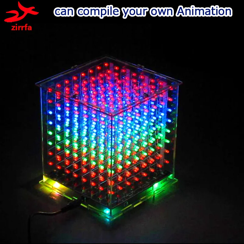 3D8 8x8x8 разноцветный светодиодный набор сделай сам для Ardino с отличной анимацией