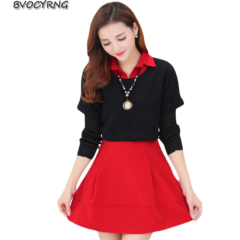 New Fashion Autumn Winter Two-piece Women Dress Women's Loose Tops + Thicke Warm Big Yards Mini Dresses Female Vestidos A0142
New Fashion Autumn Winter Two-piece Women Dress Women's Loose Tops + Thicke Warm Big Yards Mini Dresses Female Vestidos A0142