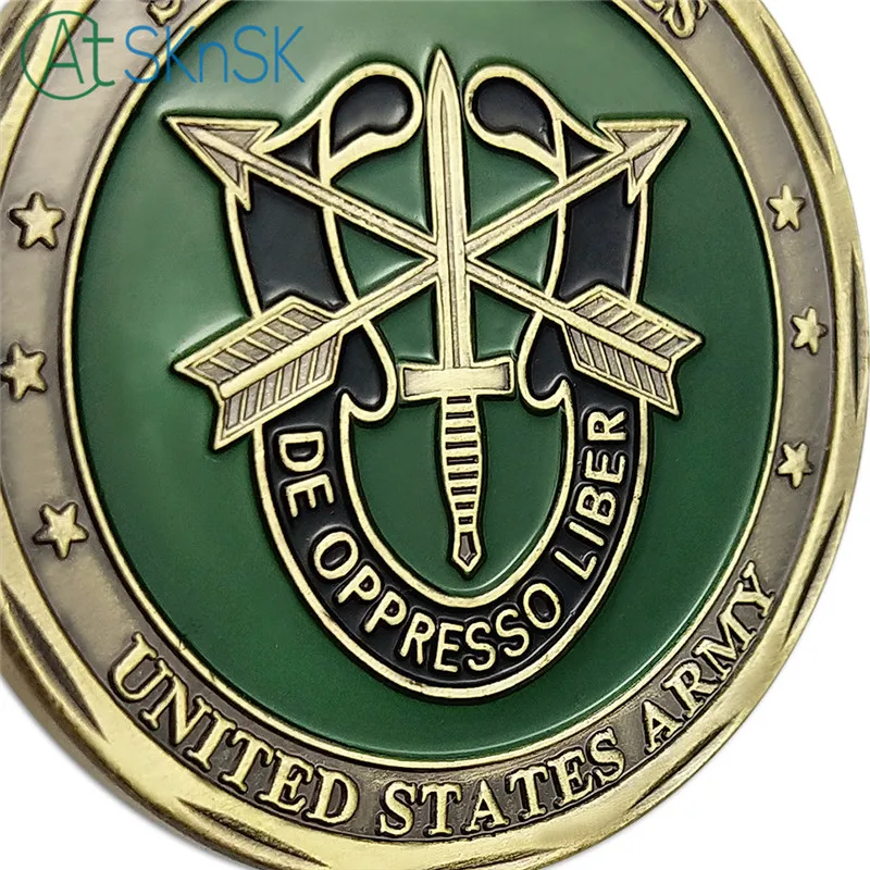 Wholesale 50/100pcs/lot United States Military Souvenir Coins US Special Forces Green Beret Army Challenge Coin
Wholesale 50/100pcs/lot United States Military Souvenir Coins US Special Forces Green Beret Army Challenge Coin