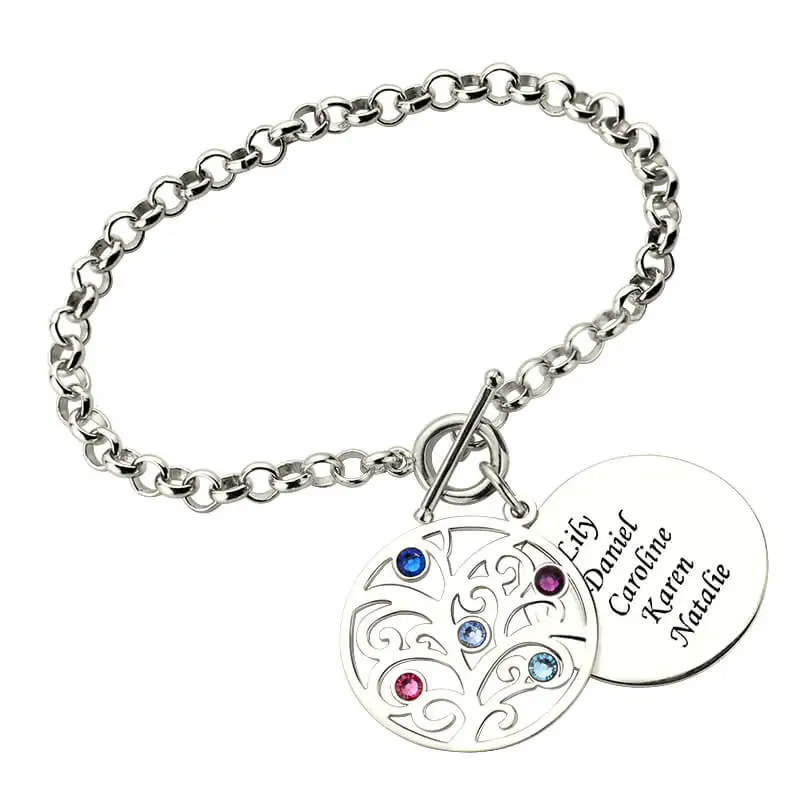 AILIN Engraved Family Tree Bracelet with Birthstones Silver Mother Bracelet Custom Name Birthstone Bracelet Jewelry Gift for Mom
AILIN Engraved Family Tree Bracelet with Birthstones Silver Mother Bracelet Custom Name Birthstone Bracelet Jewelry Gift for Mom