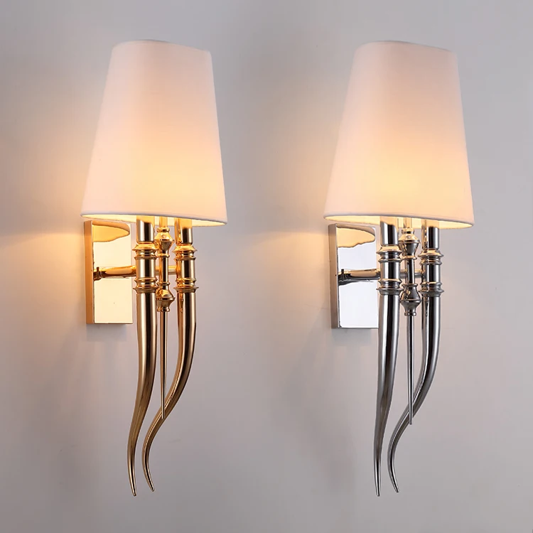 Modern Iron Claw Horn Cloth Wall Light Bedroom Bedside Wall Lamp E27 Luminaire double slider Wall Sconce Light fixtures
Modern Iron Claw Horn Cloth Wall Light Bedroom Bedside Wall Lamp E27 Luminaire double slider Wall Sconce Light fixtures