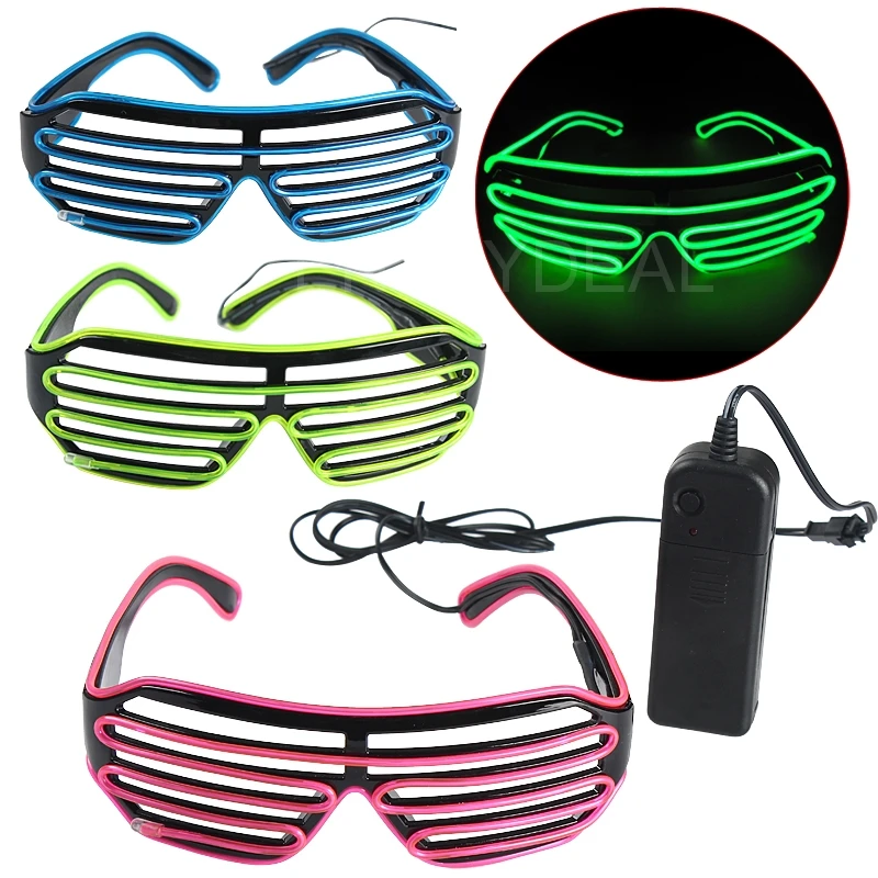 Glowing Neon El Wire LED Glasses Shutter Shaped Flashing Glasses Battery Powered Festival Party Rave Costume Novelty Lighting
Glowing Neon El Wire LED Glasses Shutter Shaped Flashing Glasses Battery Powered Festival Party Rave Costume Novelty Lighting