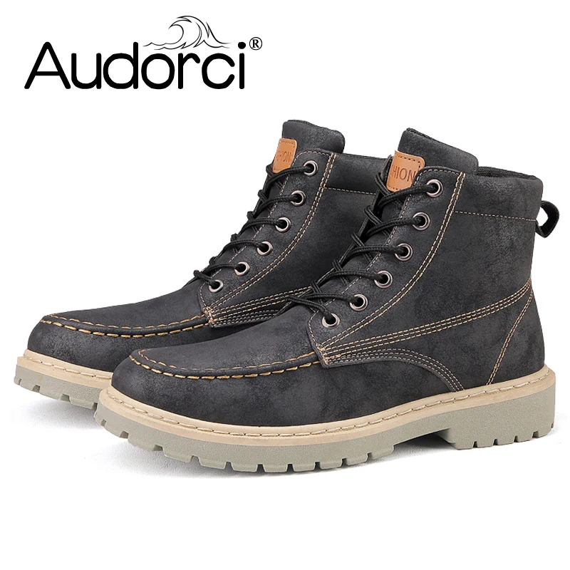 Audorci 2018 осенние мужские ботинки мартинсы из искусственной кожи 4 цвета