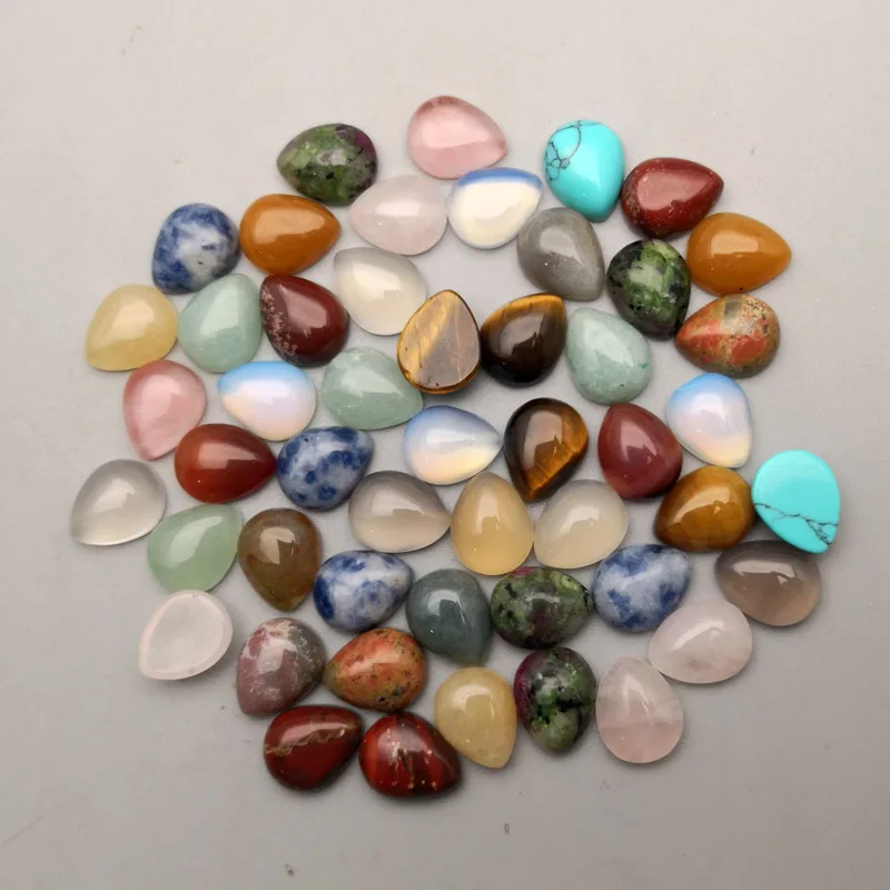 50Pcs/lot natural stone mixed Water drop cabochon beads for jewelry making fashion Ring accessories no hole 8X10mm
50Pcs/lot natural stone mixed Water drop cabochon beads for jewelry making fashion Ring accessories no hole 8X10mm