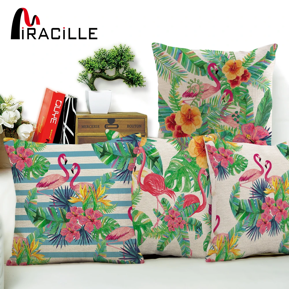 Miracille Tropical Flamingo Printed Cushion Cover Square 18" Throw Decorative Pillowcase For Car Home Bedroom Waist Cushion Case
Miracille Tropical Flamingo Printed Cushion Cover Square 18" Throw Decorative Pillowcase For Car Home Bedroom Waist Cushion Case