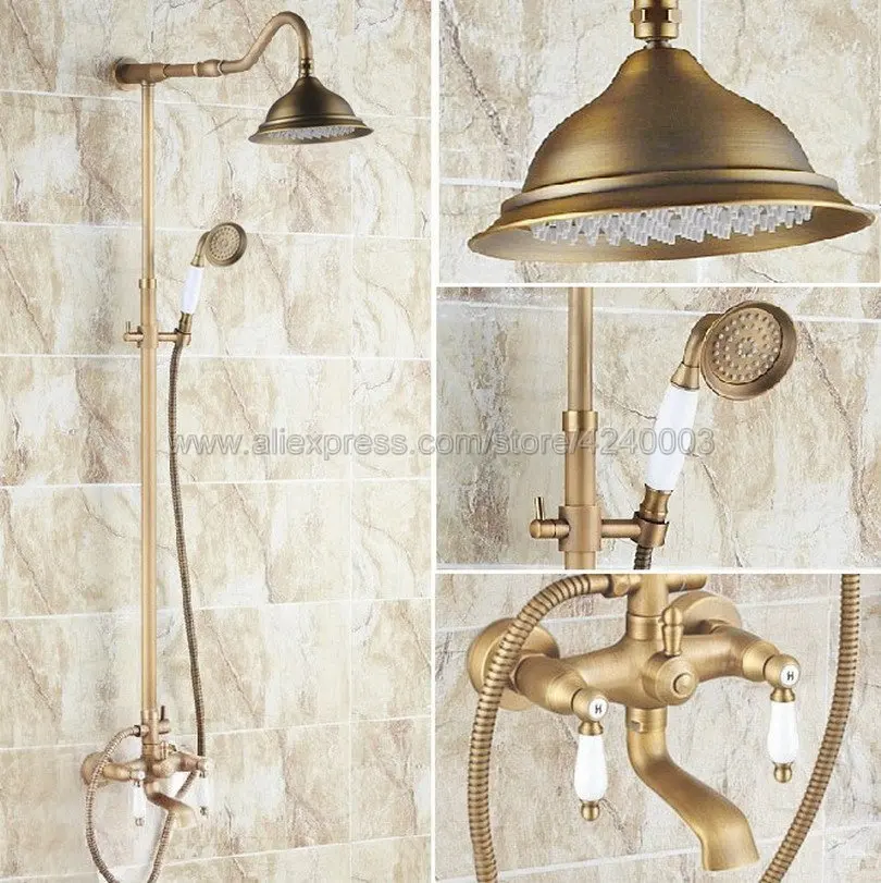 Wall Mounted Antique Brass 8 Inch Round Rainfall Shower Head + Tub Spout + Brass Hand Sprayer Mixer Tap Krs114
Wall Mounted Antique Brass 8 Inch Round Rainfall Shower Head + Tub Spout + Brass Hand Sprayer Mixer Tap Krs114