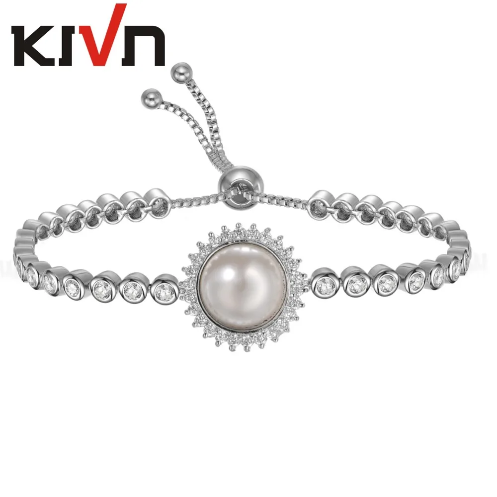 KIVN Jewelry CZ Cubic Zirconia Adjustable Women Girl Bridal Wedding Simulated Pearl Bracelets Birthday Gifts 10pcs Lot Wholesale
KIVN Jewelry CZ Cubic Zirconia Adjustable Women Girl Bridal Wedding Simulated Pearl Bracelets Birthday Gifts 10pcs Lot Wholesale