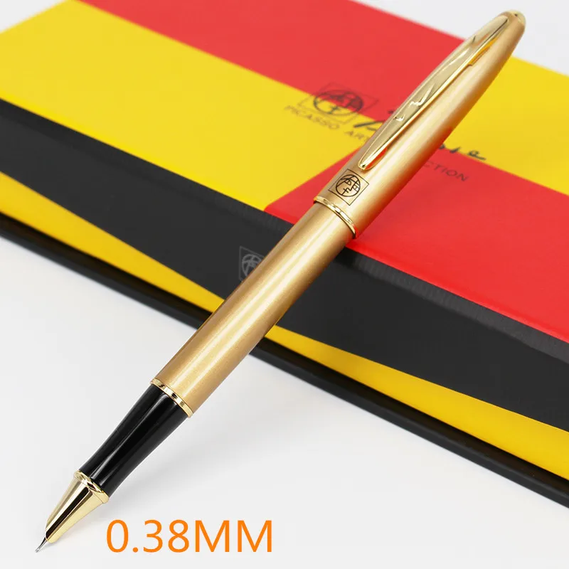 Picasso 606 Luxury Good Quality Golden 0.38mm Nib Ink/Metal/Brand/Fountain Pen With Original Box Free Shipping Pens
Picasso 606 Luxury Good Quality Golden 0.38mm Nib Ink/Metal/Brand/Fountain Pen With Original Box Free Shipping Pens