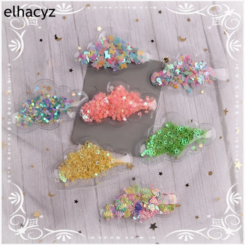 7pcs/lot New 7.5CM Cloud Transparent Quicksand Hair Accessories DIY Hair Pins Clip Material DIY Craft Supplies
7pcs/lot New 7.5CM Cloud Transparent Quicksand Hair Accessories DIY Hair Pins Clip Material DIY Craft Supplies